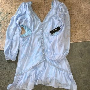 State of Grace Light Blue Long Sleeve Mini Dress